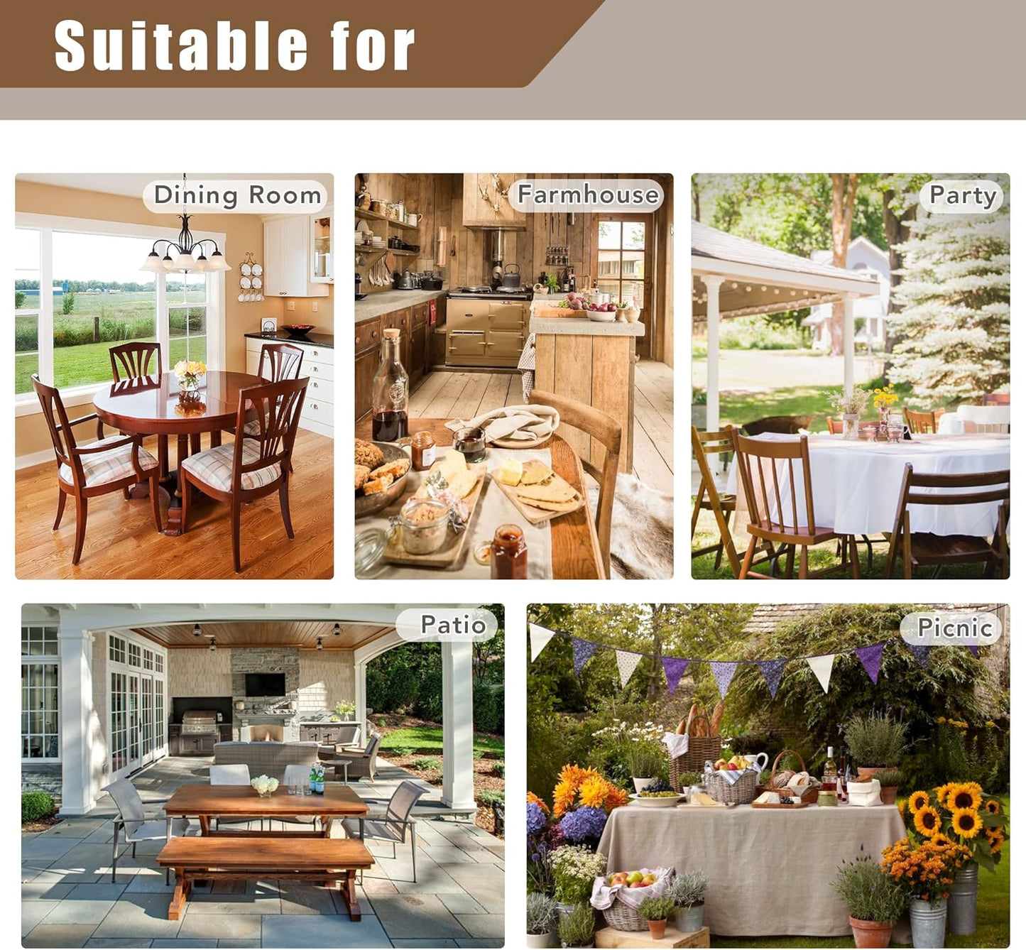 Fitable Faux Linen Table Clothes 60 x 84 Inch - 2 Pack Khaki Tablecloths for Rectangle Tables, Faux Burlap Table Covers for Kitchen Dining, Party, Farmhouse, Baby Shower