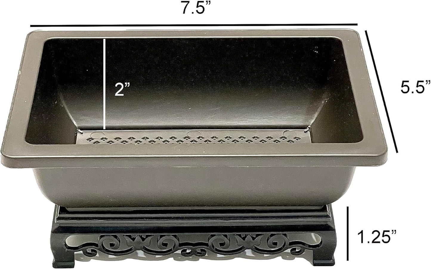 Cotta Planters Bonsai Pots 7.5 Inch Antique Brown Bonsai Training Pots with Elegant Stand 2-Pack with Mesh Drainage Luxurious Indoor Recycled Plastic Planters