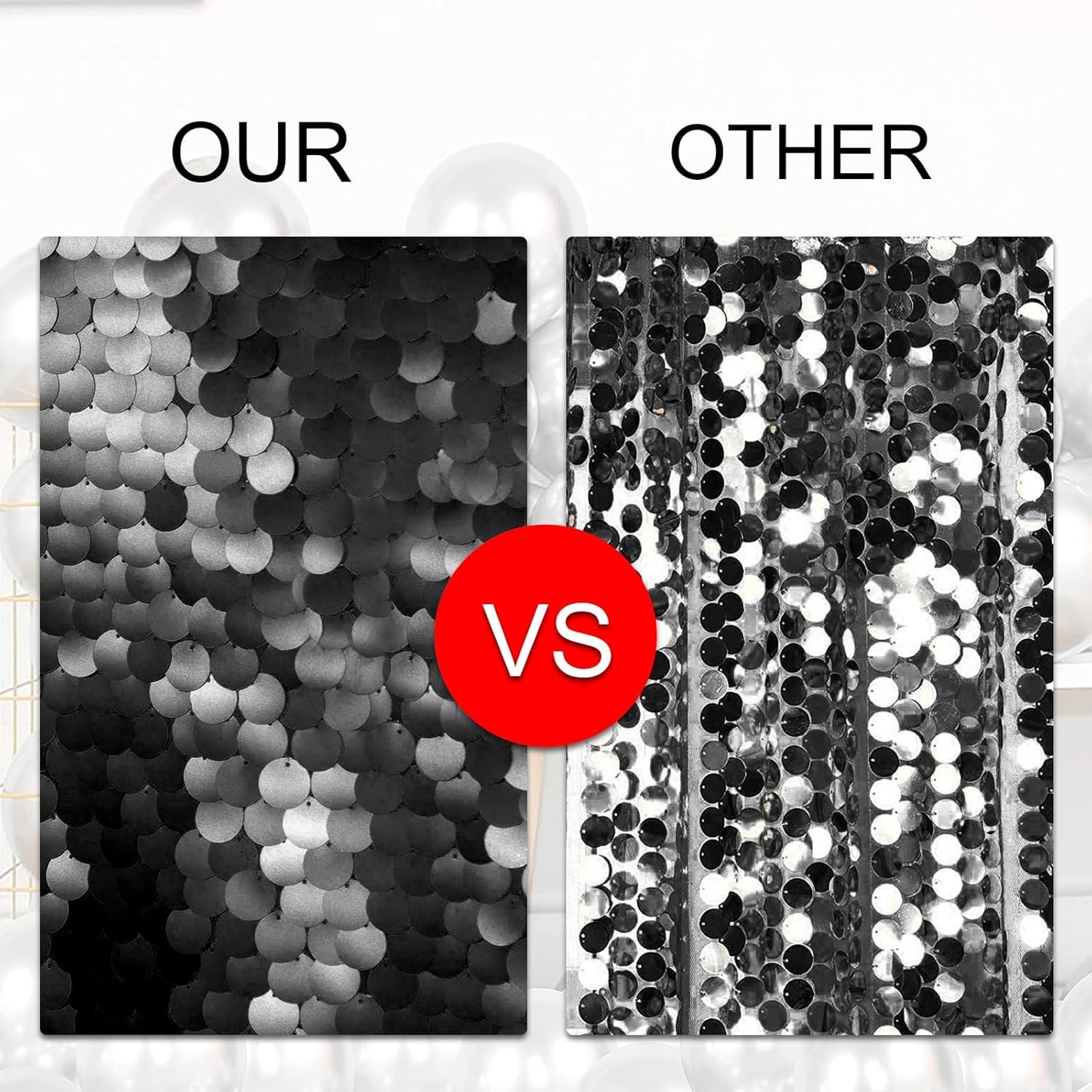 JYFLZQ Black Payette Sequin Backdrop Curtains 4ft x 8ft 2 Panels Shimmer Wall Backdrop Big Sequin Background Thick Glitter Photo Booth Backdrops for Birthday Graduation Prom Parties