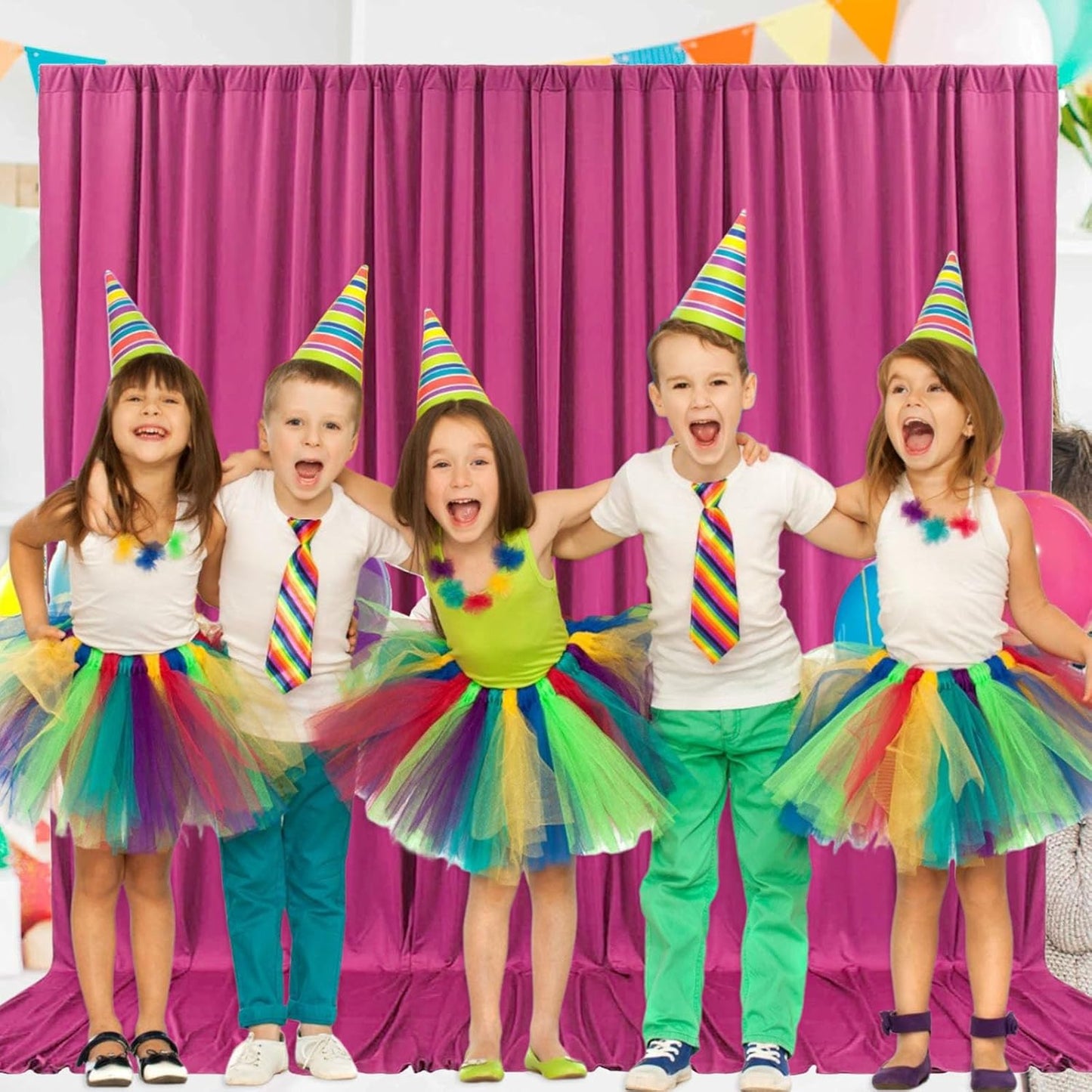 2 Panels Fuchsia Backdrop Curtain, 10 x 7 Feet Background Curtains for Parties, Weddings, Baby Showers, Bachelorette Halloween, Christmas Birthday Party Photoshoot Backdrop Curtains Decorations