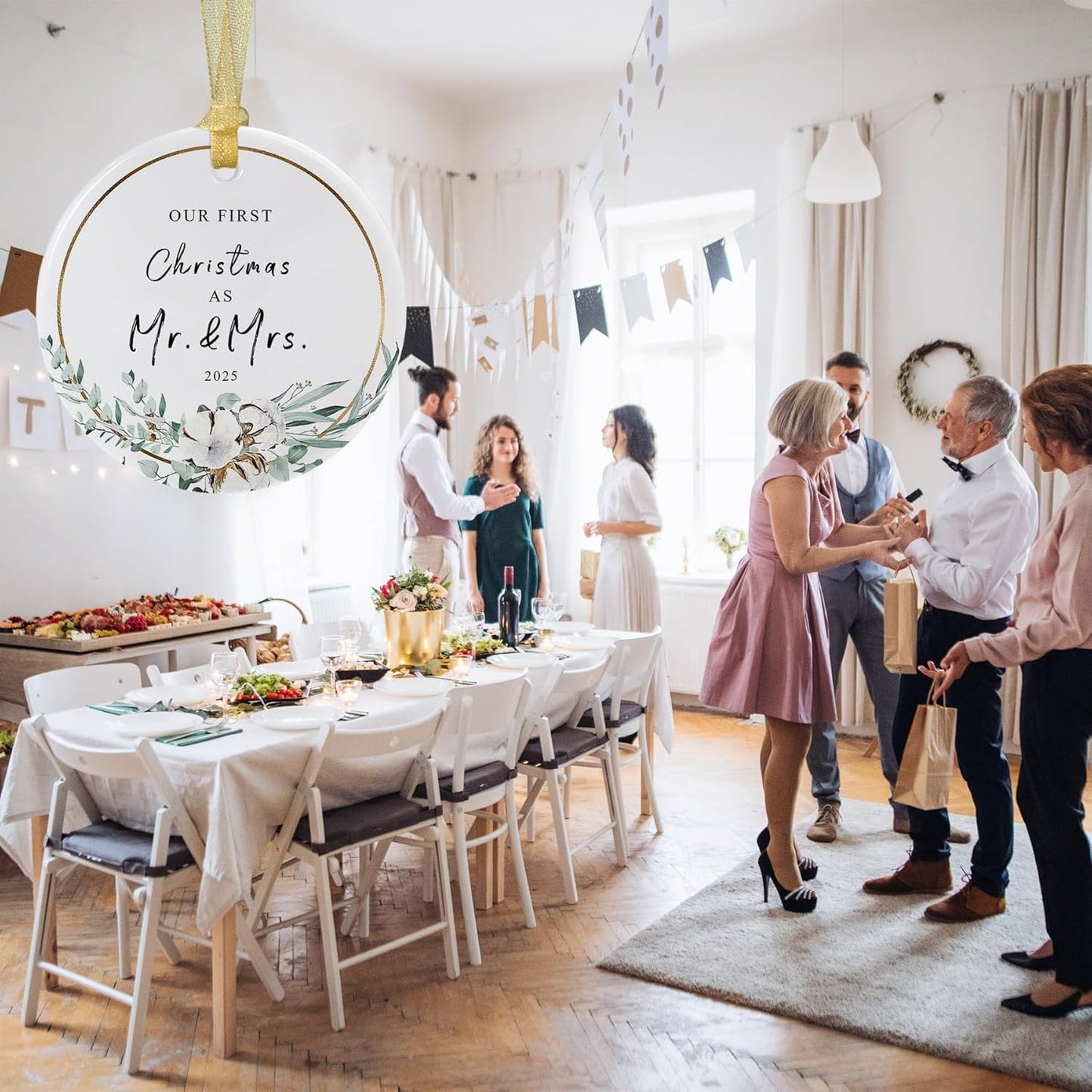 2025 First Christmas Married Ornament,First Year as Mr and Mrs Christmas Hanging Ornament Wedding Decoration for Couple