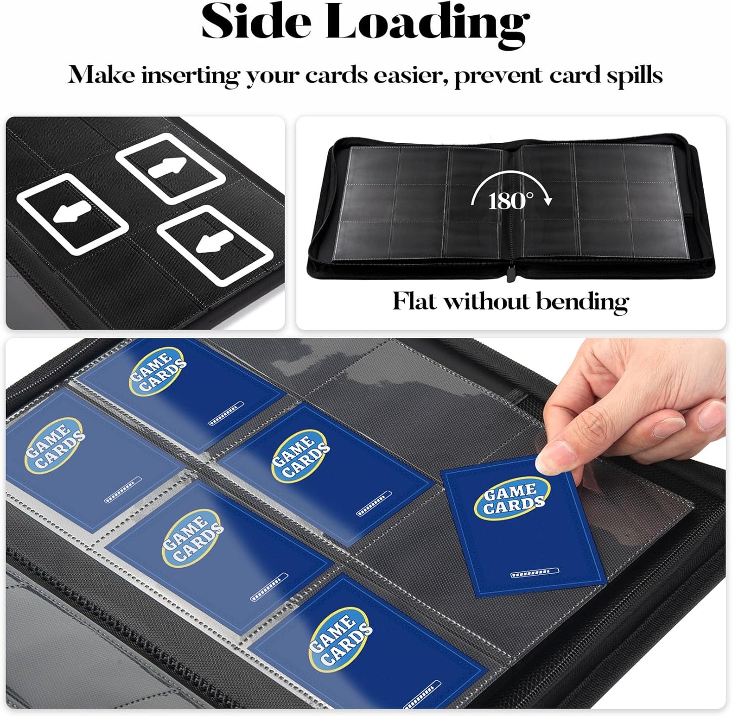 Premium Zip Card Binder, Fabmaker 9 Pocket Trading Card Binder, 360 Zipper Card Collection Album Folder, Side-Loading Card Holder for MTG, TCG, Sports Cards, Pink