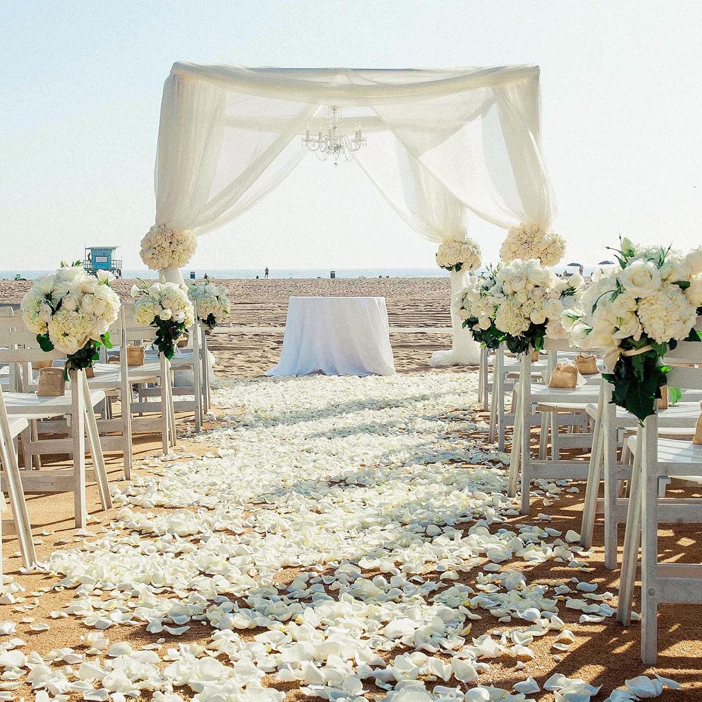 Ouddy Decor 5000 Pcs Rose Petals Artificial Flower for Valentine's Wedding Decor Romantic Night Event Anniversary Shower Engagement Party Home Decorations, Ivory