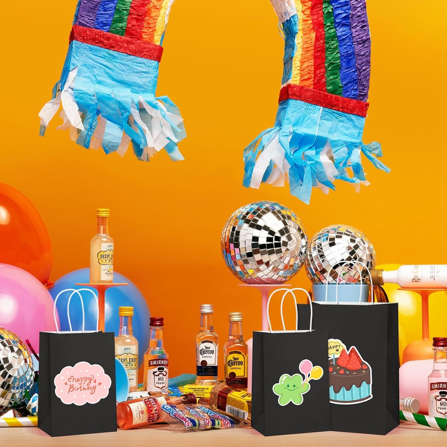 BagDream Black Gift Bags 8x4.25x10.5 100Pcs Kraft Paper Bags with Handles Bulk for Wedding, Party Favor, Grocery, Shopping, Retail, Merchandise Medium Paper Gift Sacks