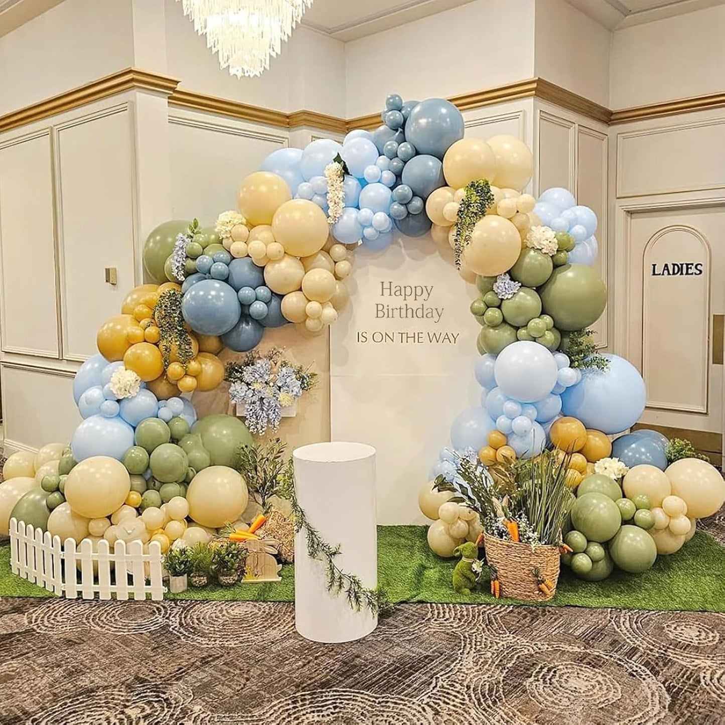 Sage Green Dusty Blue Yellow Balloon, 12 Inch Fog Slate Blue Balloons with Olive Green Yellow Balloon for Oh Baby Shower Bridal Shower Birthday Wild One Party Bee Theme Party Deocration Supplies