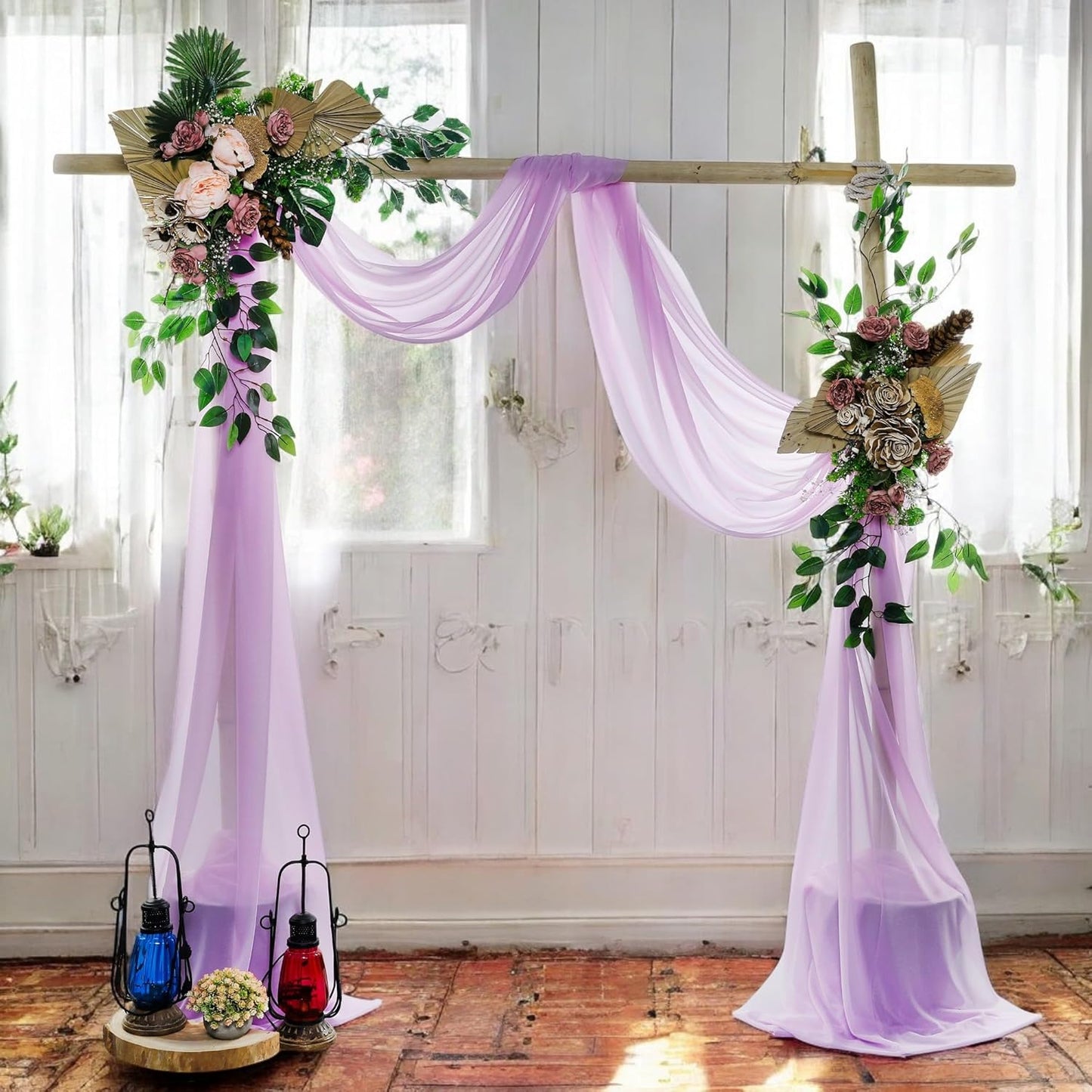 MDS Halloween Chiffon Draping Fabric - 2 Panel, 30" Wide x 30ft Long - Sheer Spooky Arbor & Canopy Drapery for Haunted House Backdrops, Party Ceilings, DIY Costumes & Themed Events - Orchid