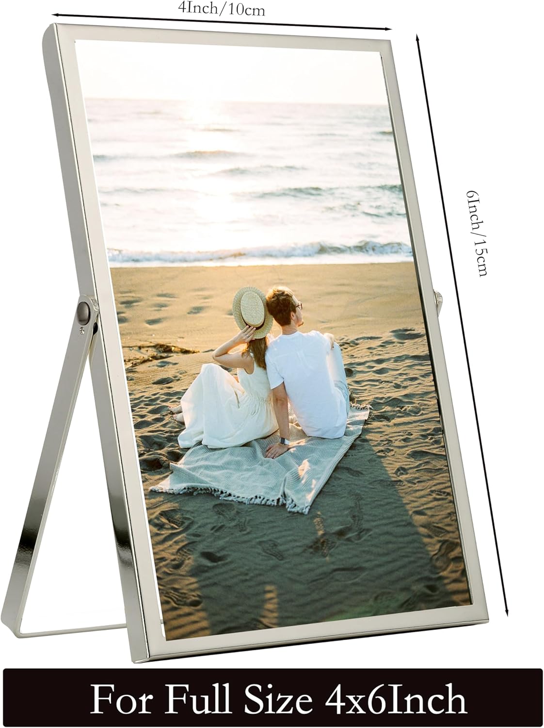 Silver 4x6'' Floating Frame Set of 2,For Photo Sizes (2x3'',3.5x 5''),Silver Plated Metal Double Frames 4x6'' for Tabletop/Shelf Photo Frame,Wedding,Birthady,or Office Decoration Frame