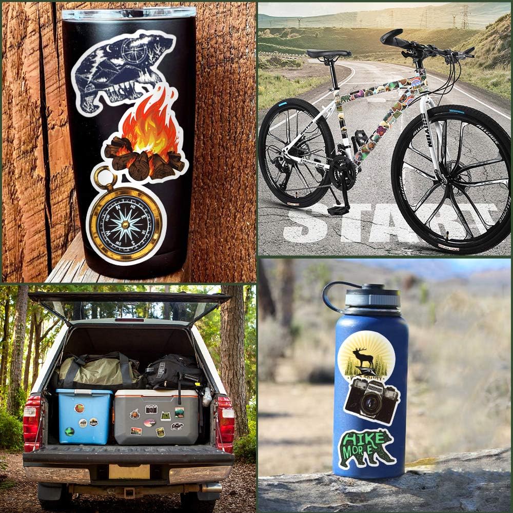 Stickers for Water Bottles Outdoor, Nature Stickers Camping Stickers Adventure Stickers for Yeti Stickers for Cooler Stickers and Decals Waterproof Vinyl Stickers for Teens Boys Kids,Girls 50Pcs