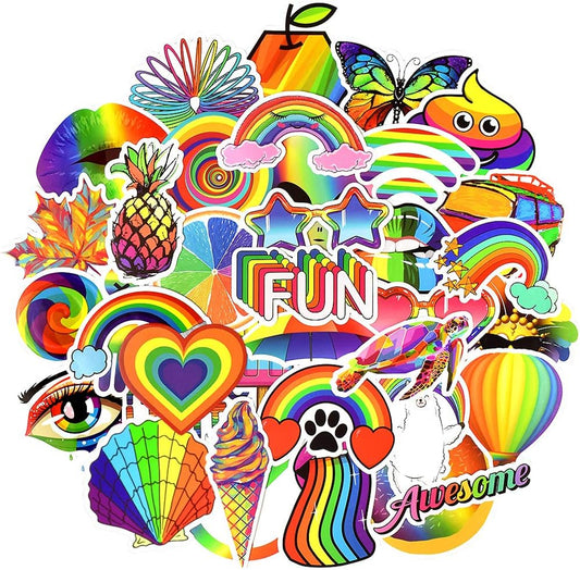 QTL Rainbow Stickers for Kids Pride Stickers for Water Bottles Laptop LGBT Waterproof Vinyl Packs 50Pcs