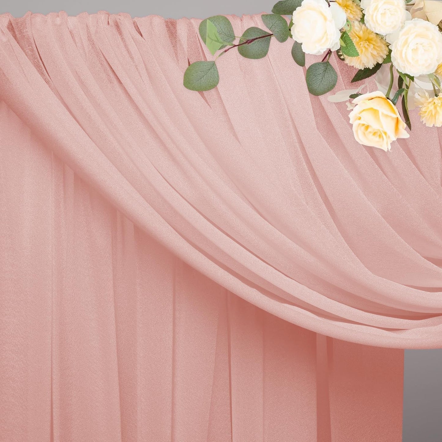Wokceer Wedding Arch Draping Fabric 28.7" x 20FT - Blush Sheer Backdrop for Wedding Ceremony, Birthday Party, Bridal Shower Decoration