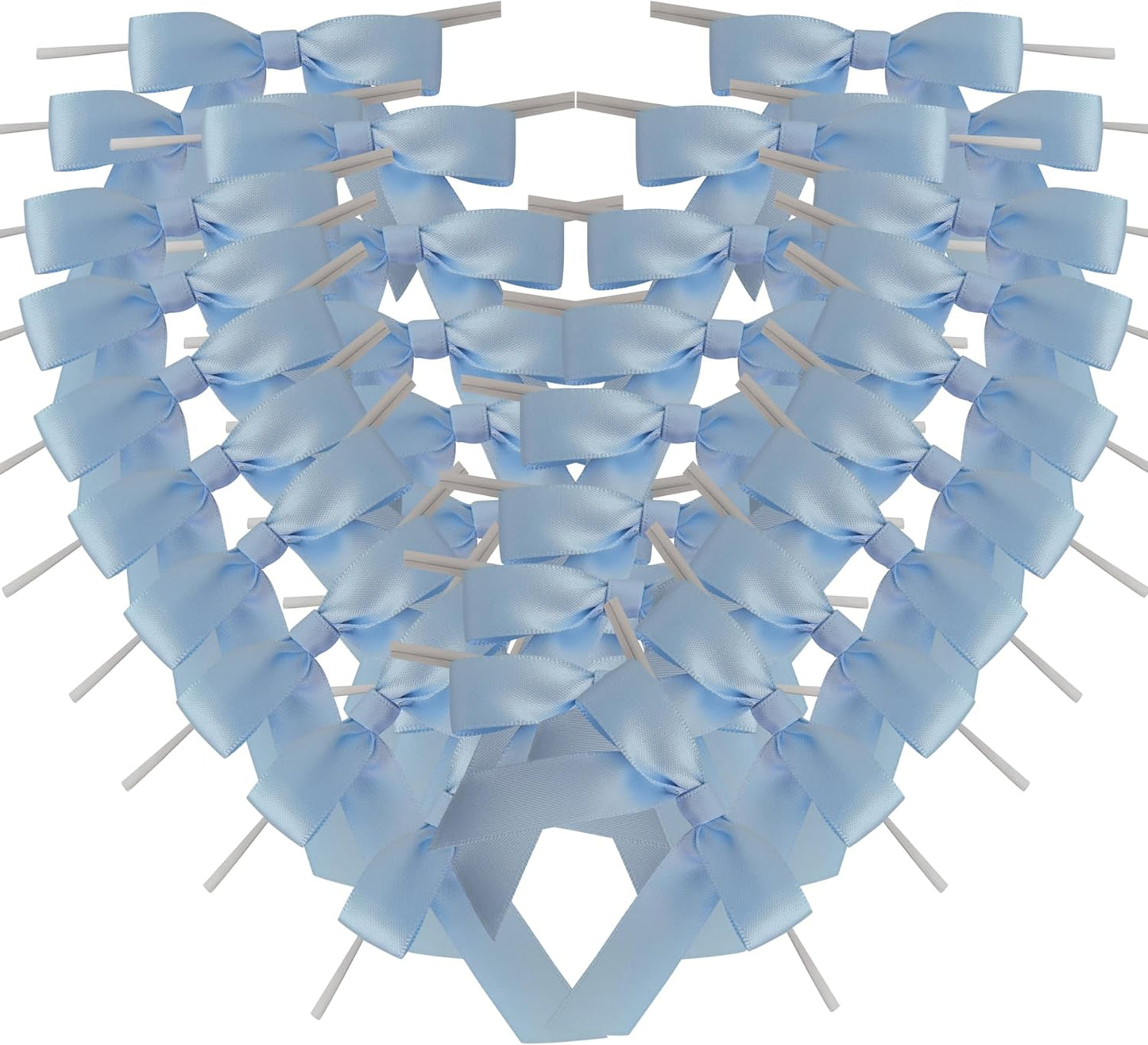 50pcs 2-1/2" Light Blue Satin Ribbon Bows with Twist Ties for Gift Wrapping Packing Christmas Decoration(Lt.Blue)