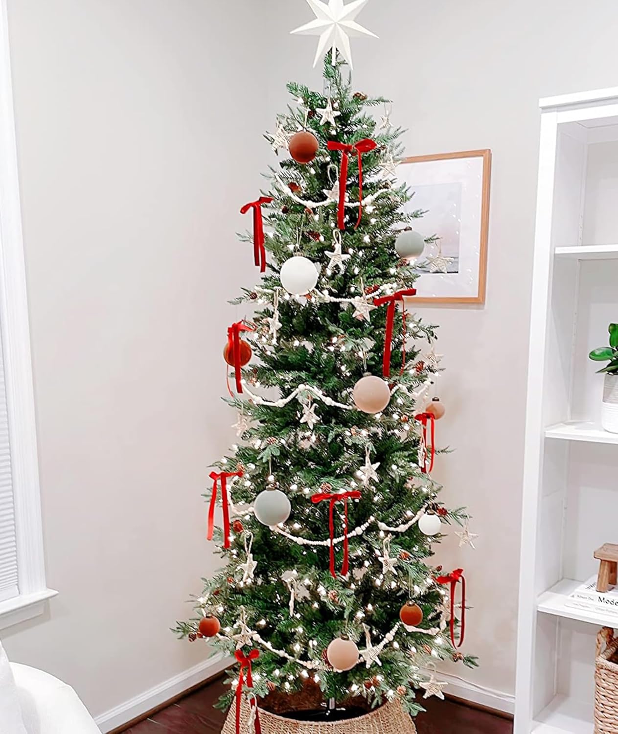 Red Christmas Velvet Ribbon for Tree, Gift Wrapping, Flower Bouquet, Wreath Decorations, Bow Making 5/8'', 25 Yards