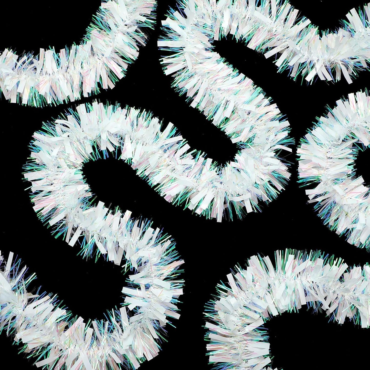 72 Feet Christmas Tinsel Garland Shiny Metallic Tinsel Twist Garland Streamers Ornaments Long Glitter Christmas Tree Hanging Decorations for Party Holiday Wedding Birthday Tree Wall Rail (White)