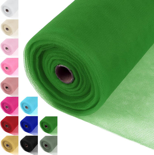 Classic Green Tulle Fabric Rolls 54 Inch x 40 Yards Large Mesh Tull Bolt for Wedding, Garden Netting, Tutu Skirt, Party Decoration and Craft Supplies