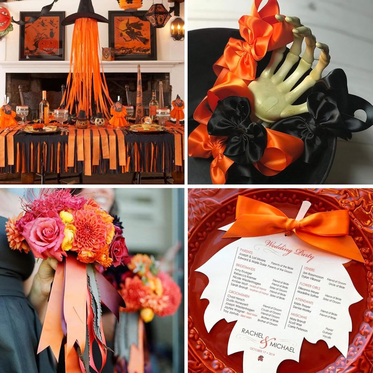 5/8 Inch Autumn Orange Satin Ribbon 50 Yards Solid Fabric Ribbons for Gift Wrapping, Crafts and DIY Projects, Bows Making, Wedding, Party, Holiday Decor