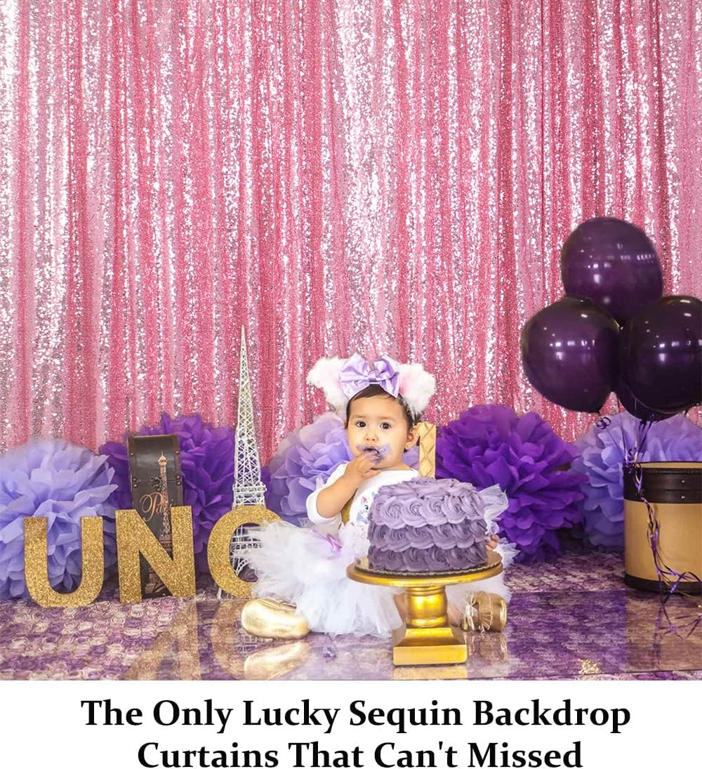 DUOBAO Sequin Backdrop Shiny Pink 4FTx7FT Shower Backdrops Pink Gold Sequin-Backdrop 7Ft Wedding Ceremony Sequins Party Background Birthday Bridal Shower Photo Booth Back Drop