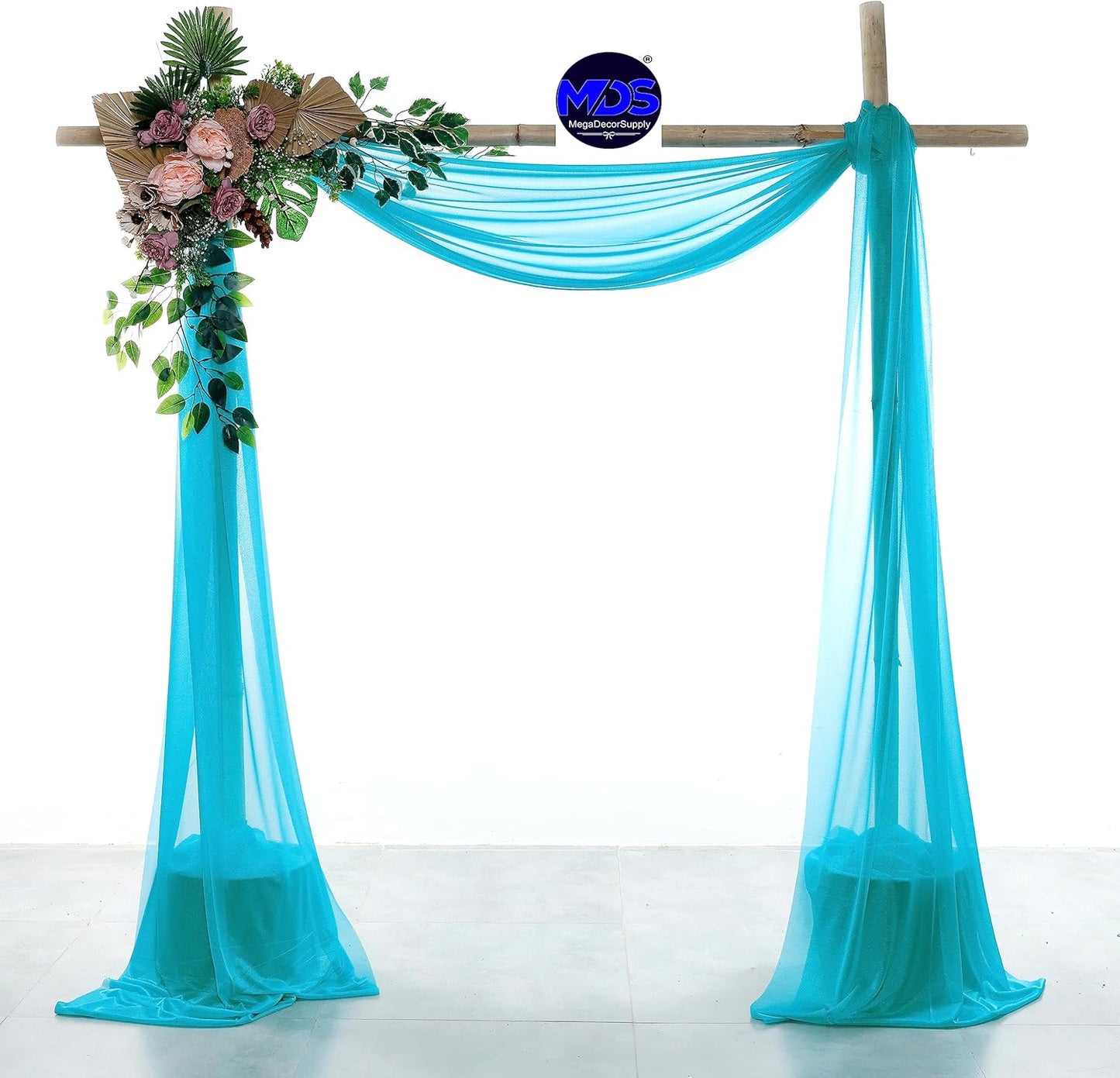 MDS Halloween Chiffon Draping Fabric - 1 Panel, 30" Wide x 40ft Long - Sheer Spooky Arbor & Canopy Drapery for Haunted House Backdrops, Party Ceilings, DIY Costumes & Themed Events - Peacock Blue