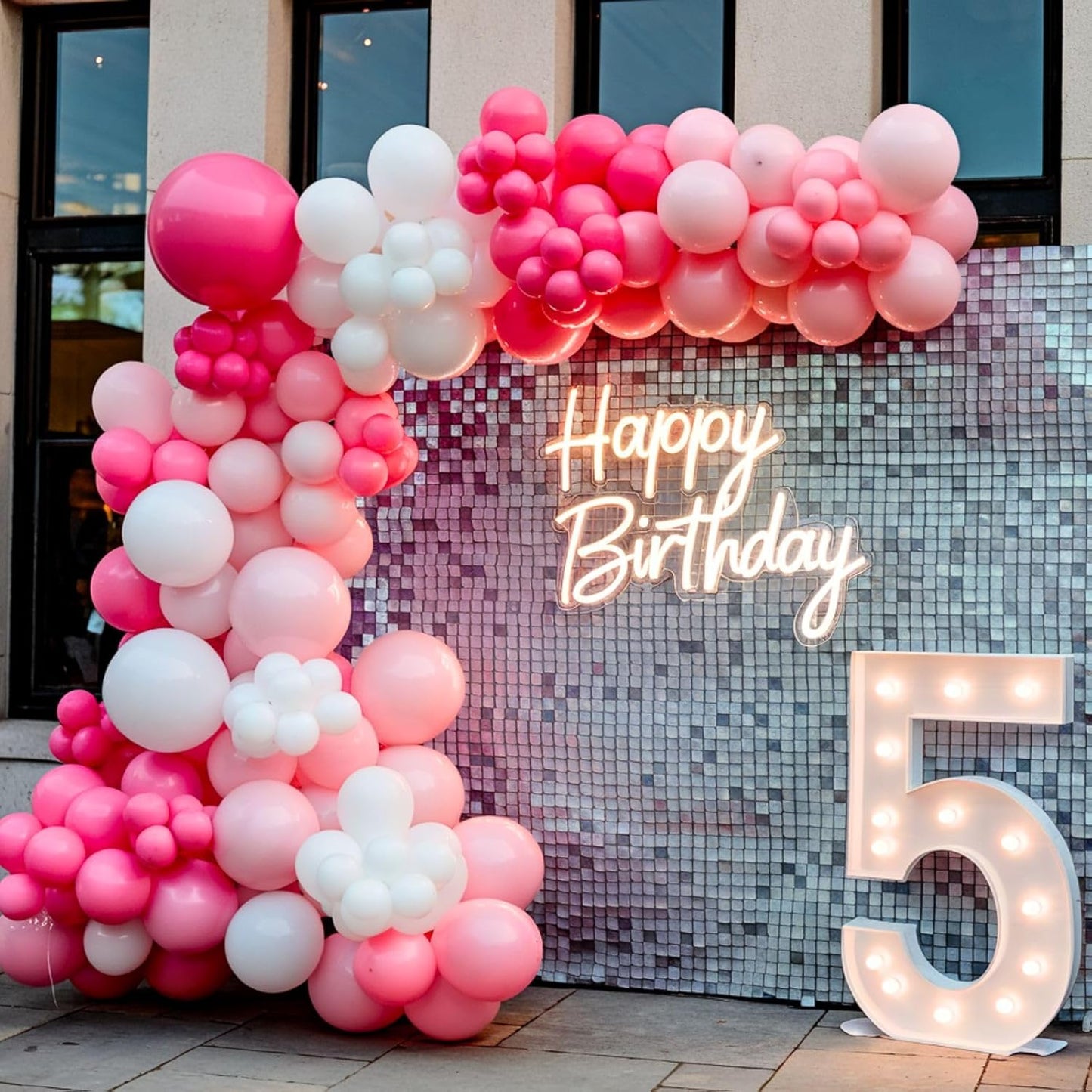 Pink Balloons, 12 Inch Hot Pink Balloons, Pastel Metallic Pink White Latex Balloon Helium for Girls Birthday Baby Shower Wedding Gender Reveal Bridal Shower Princess Party Decoration