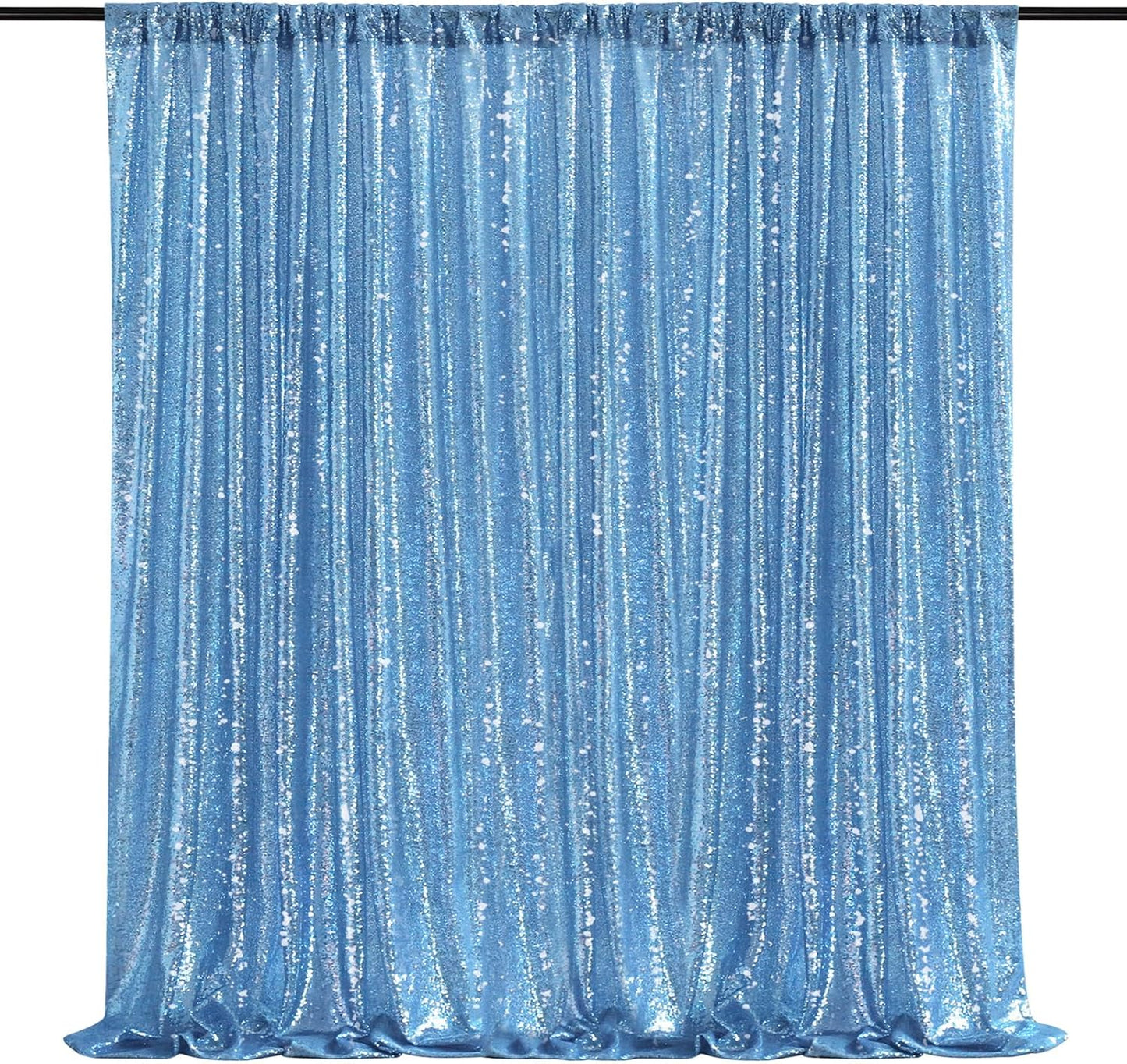 Baby Blue Curtains Backrop for Wedding Parties: 10ftx10ft Sequin Photo Backdrop Drapes for Baby Shower Photography Background