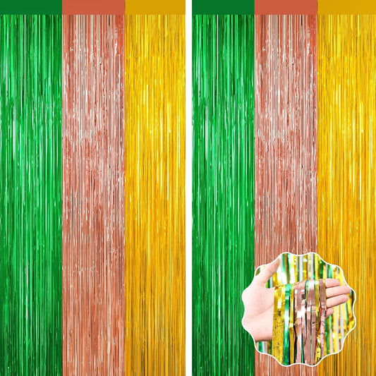 GCB 2Pack Blue Red Foil Curtain Backdrop Blue Metallic Tinsel Foil Fringe Curtains Photo Booth Props for Birthday Wedding Engagement Baby Shower Bachelorette Xmas Holiday Celebration Party Decors