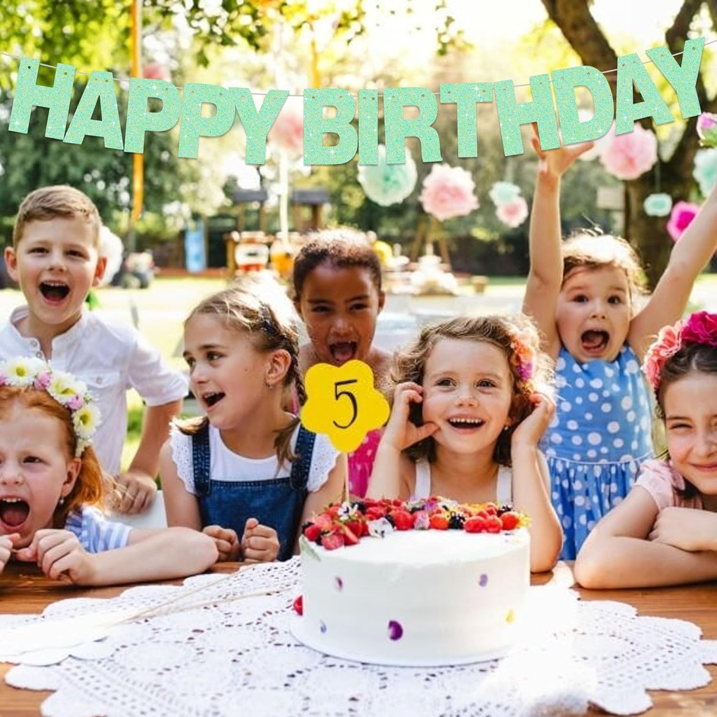 BEISHIDA 116 PCS Glitter Light Green DIY Letter Banner Kit Make Your Own Banner，Including 111 Letters and Numbers 3 Rope and 7 Threading Device,Customized for Birthday Graduation Wedding Party Decor