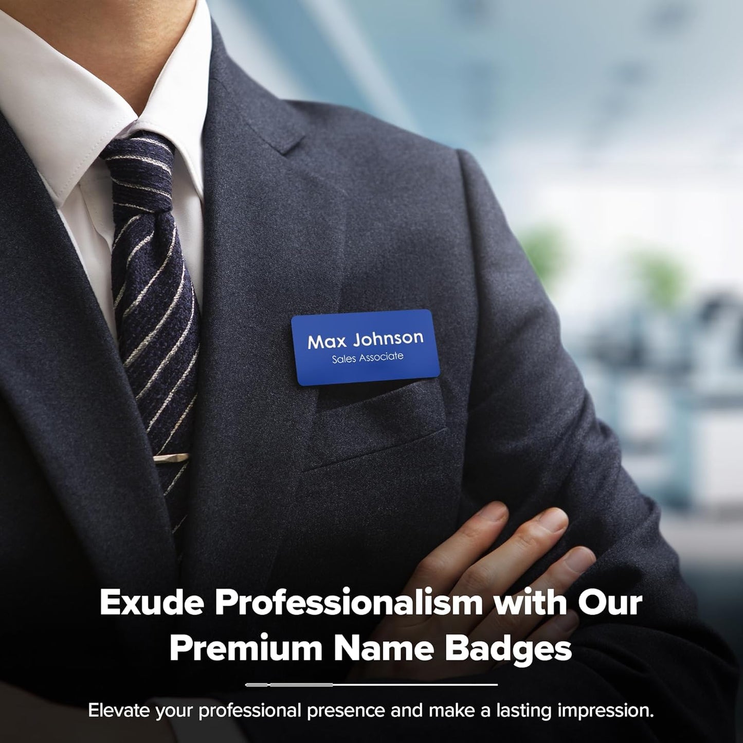 Name Tag, Magnetic Blue and White Name Tags, Personalized Name Tags, 1.5x3 Inches, Durable Engravable Impact Material, Made in The USA by My Sign Center