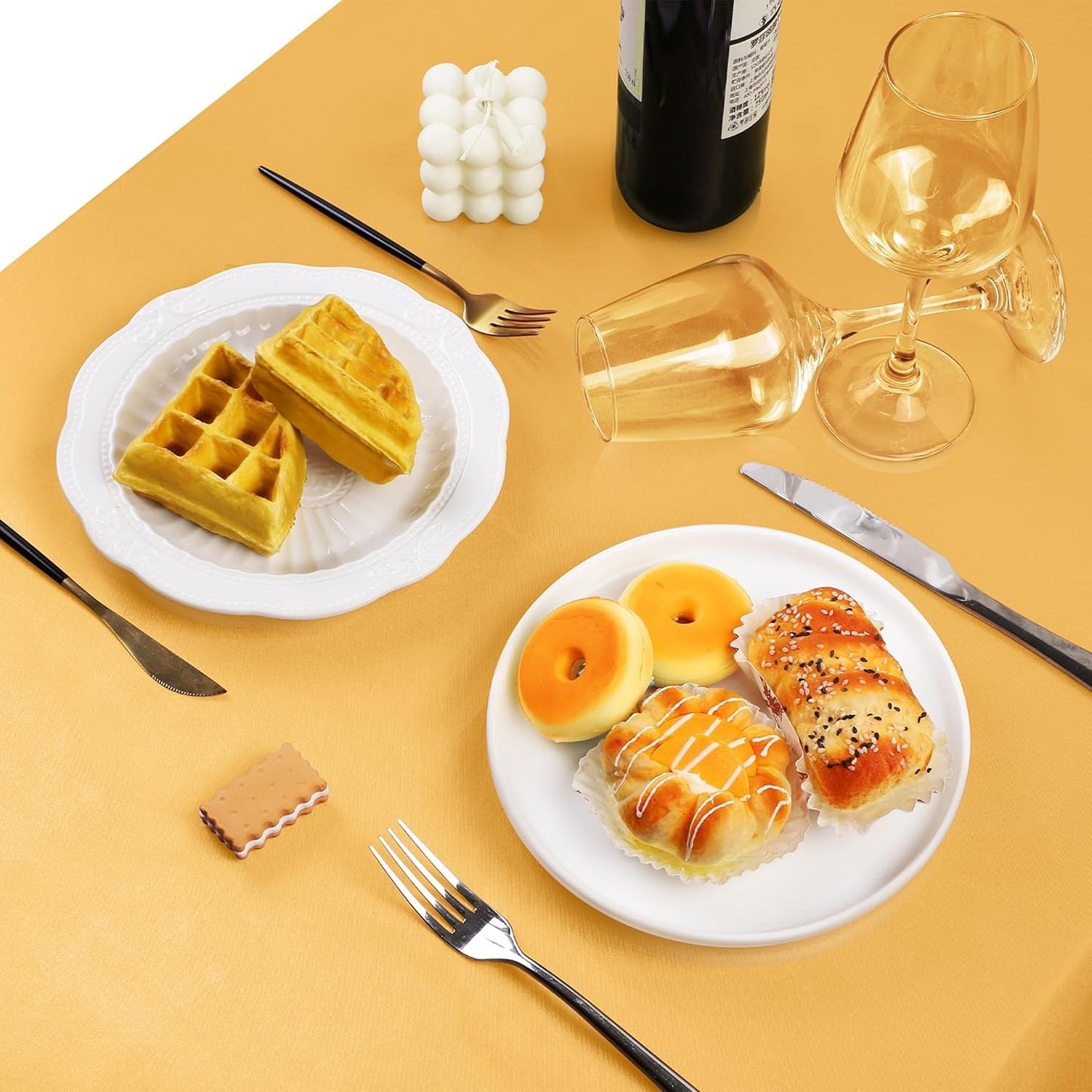 TURSTIN 4 Packs Gold Satin Tablecloth 102 x 58 Inch Overlay Satin Table Cover Rectangle Bright Silk Tablecloth Smooth Fabric Table Decoration for Wedding Banquet Party Events