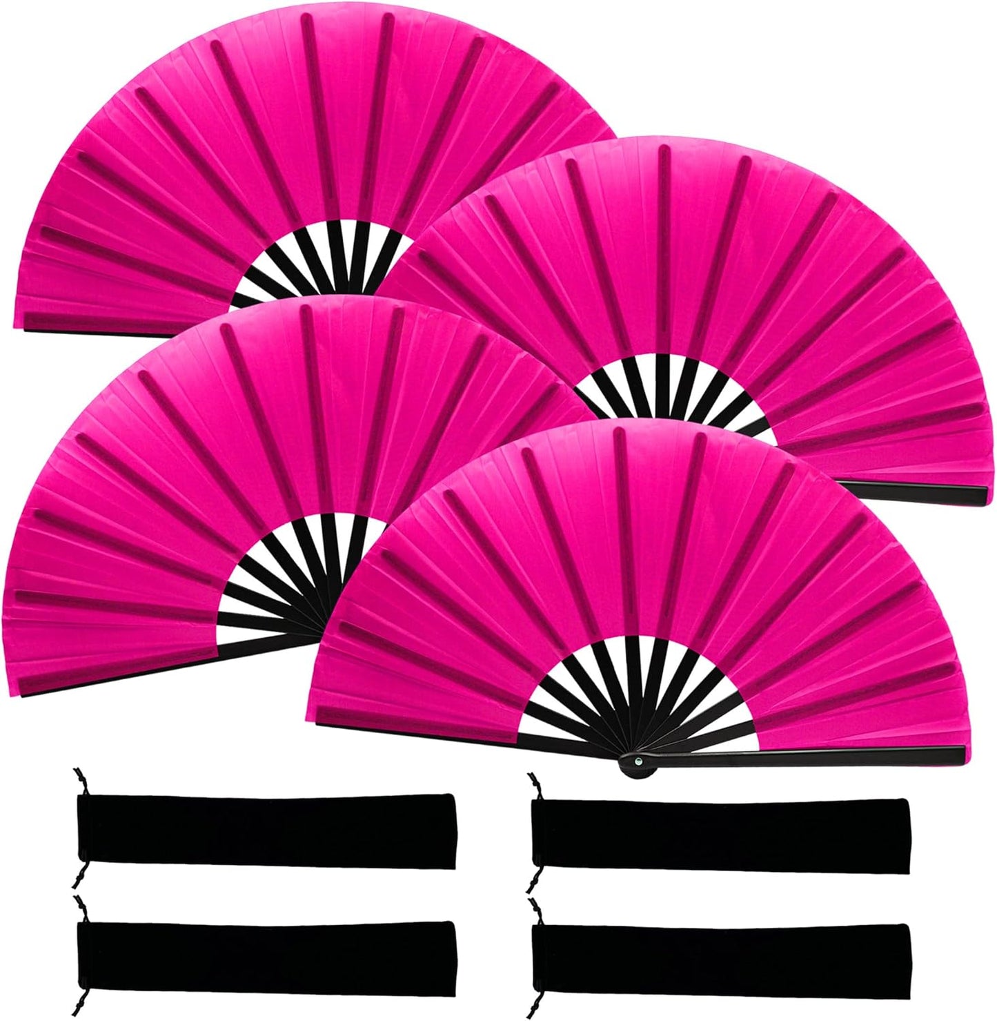 13inch Large Rave Fan Popping Clacking Fans for Line Dancing,Hand Fans for Women Foldable,Boots on The Ground Fan,Portable for Outdoor,Wedding,Party,Decoration (4pcs Pink)