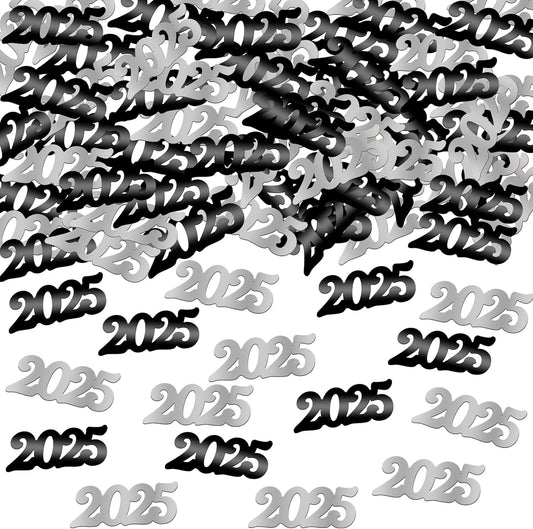 KatchOn, Black and Silver 2025 Confetti - Pack of 500 | Graduation Confetti 2025, Balck and Silver Grad Party Supplies 2025 | Graduation Decorations 2025, graduation Decorations