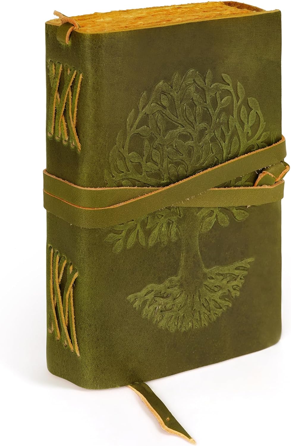 LUXEORIA Tree Of Life Leather Journal for Women and Men, Handcrafted Leather Journal for Writing Womens, Sketchbook, Travel Diary with Unlined Deckle Paper, Mint Green 6x8