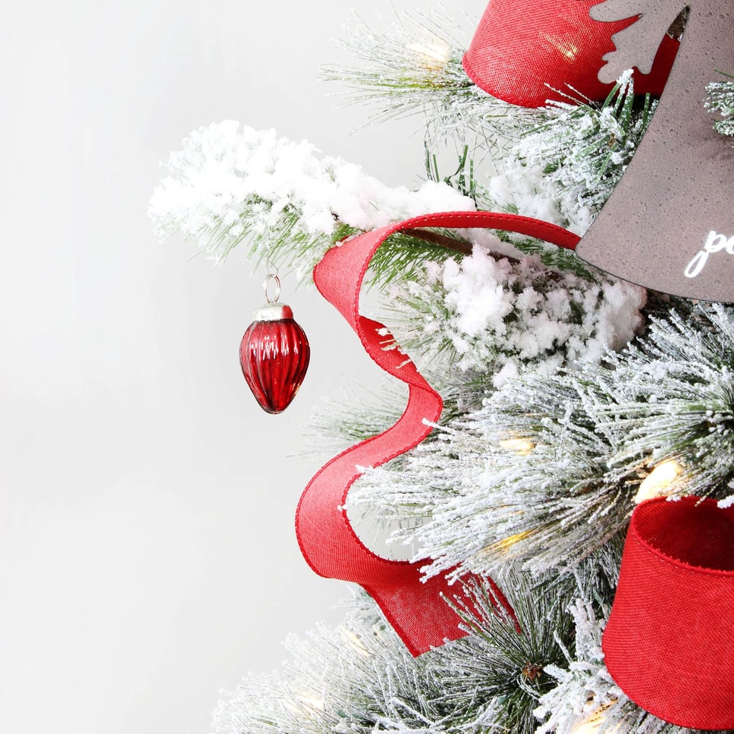 AuldHome Mercury Glass Finial Ornaments (Set of 12, Red, Small); Distressed Metal Antique Style Christmas Tree Decorations; 1.3 to 2-Inch Size