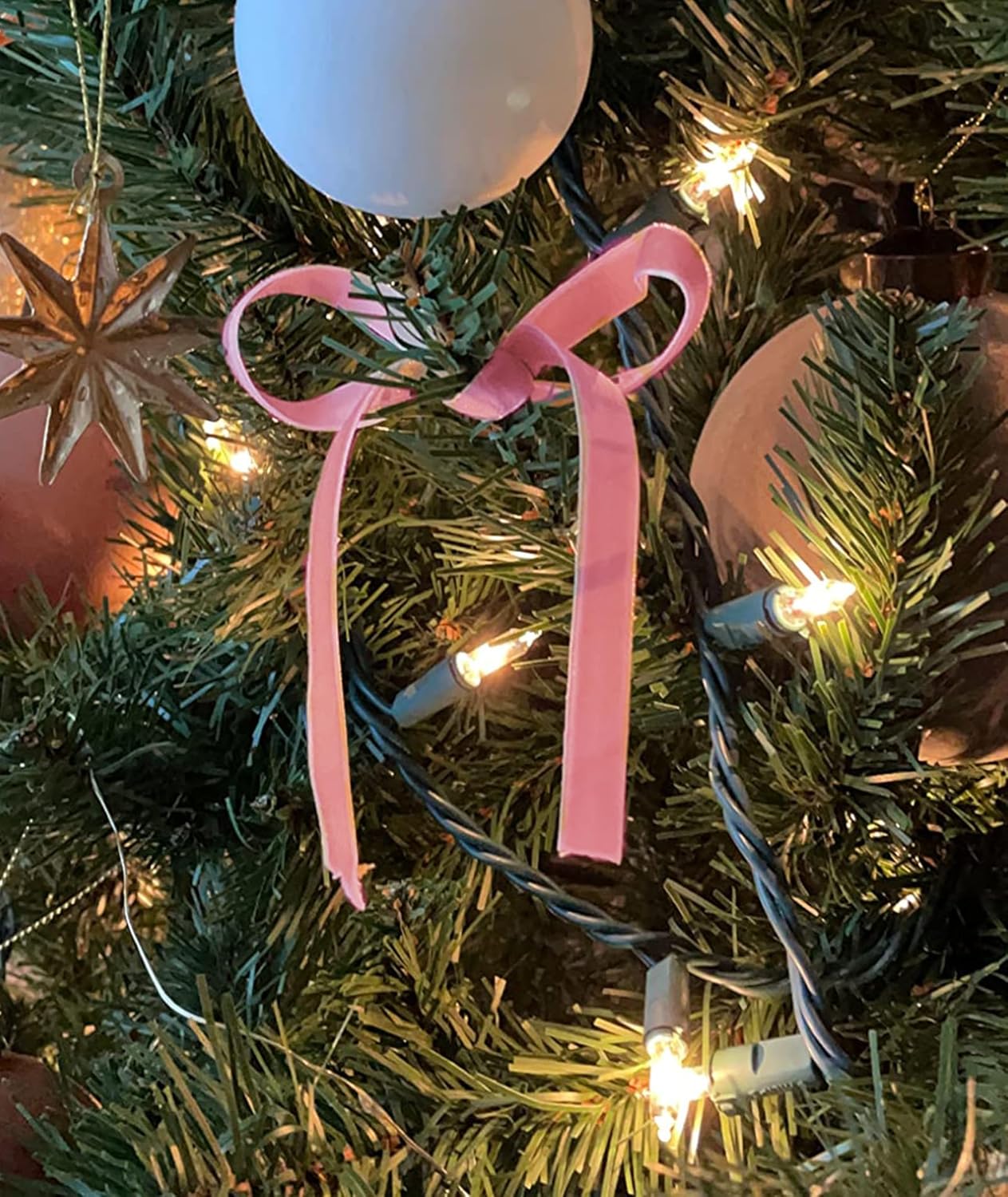 Pink Christmas Velvet Ribbon for Tree, Gift Wrapping, Flower Bouquet, Wreath Decorations, Bow Making 1'', 25 Yards