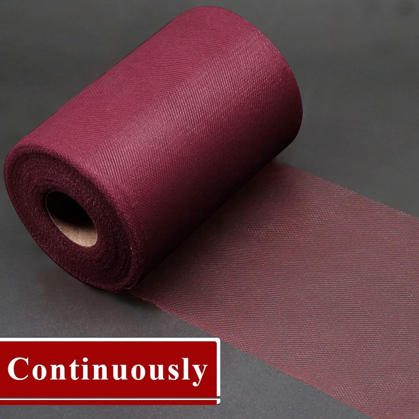 Burgundy Tulle Fabric Rolls 6 Inch by 200 Yards (600 feet) Fabric Spool Tulle Ribbon for DIY Burgundy Tutu Bow Baby Shower Birthday Party Wedding Decorations Craft Supplies