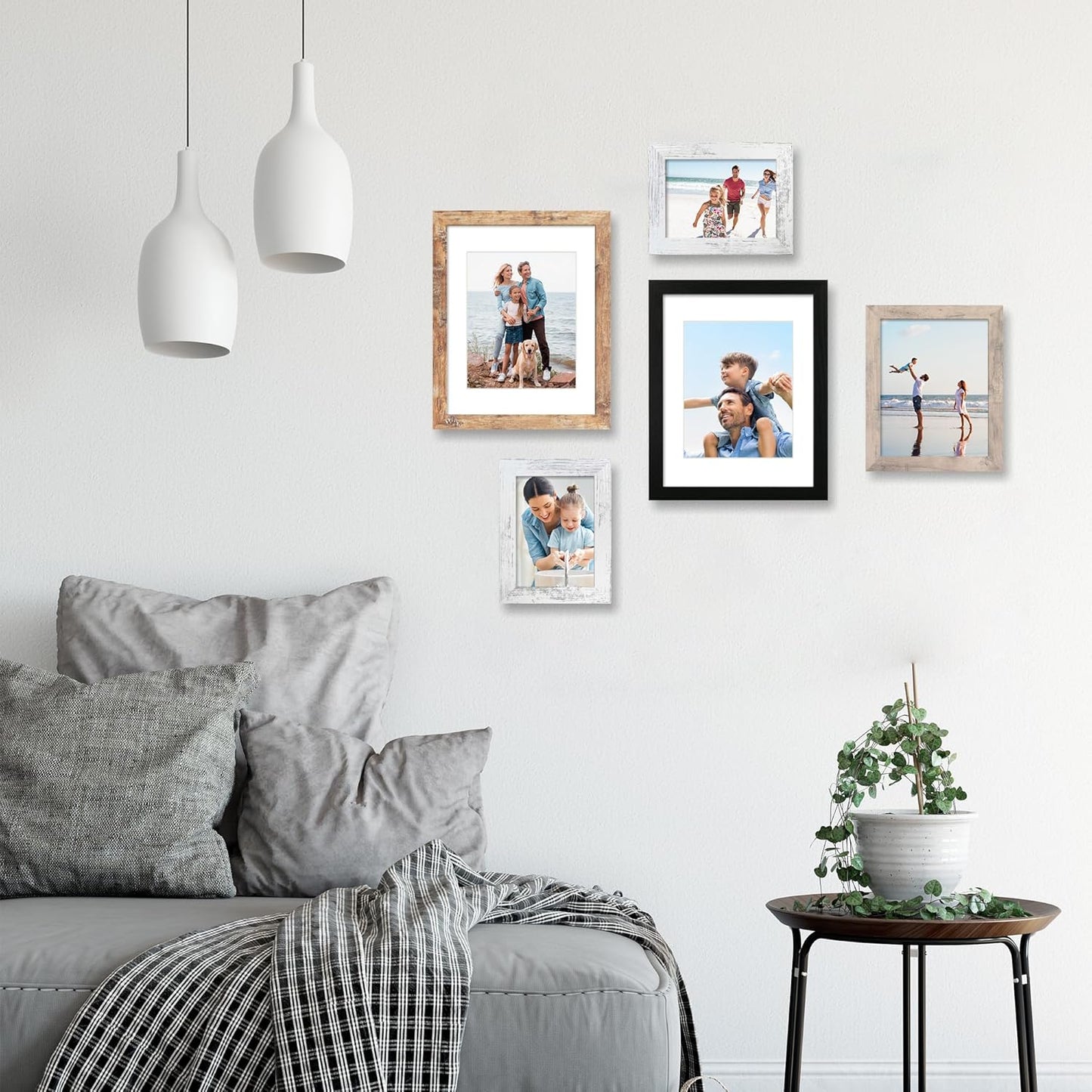 5x7 Picture Frame Set of 4 with High Definition Real Glass, Mixed Color Wood Photo Frames for Desktop Display and Wall Mounting