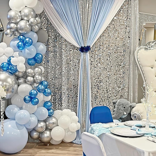 Silver Backdrop Curtain 4ftx8ft Seuin Backdrop Curtains Wedding Reception Cake Table Background Panels Wall Decor for Birthday Party