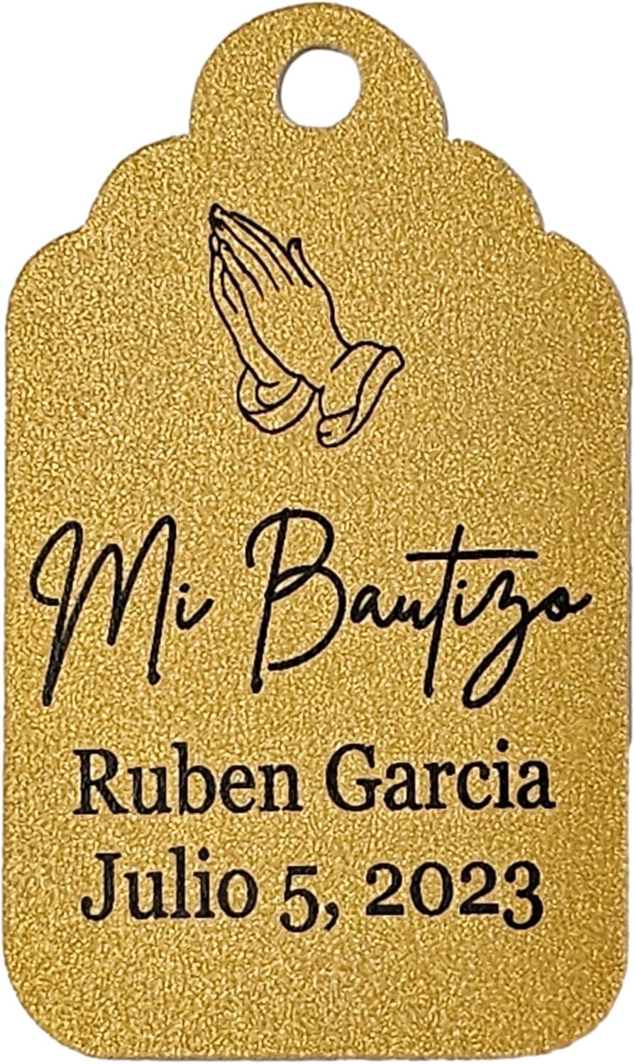 Mi Bautizo Baptism Christening Personalized Thank You Tags 20 pcs - More Colors Available (gold shimmer)