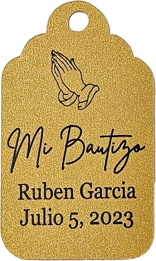 Mi Bautizo Baptism Christening Personalized Thank You Tags 20 pcs - More Colors Available (gold shimmer)