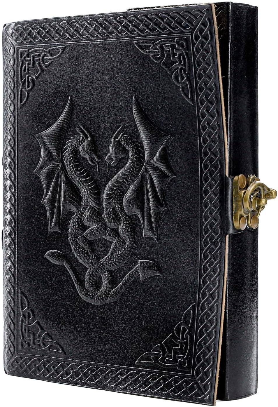 Handmade Leather Double Dragon Journal | Writing Notebook Diary | Bound Daily Notepad for Men & Women Unlined Paper Medium, Writing pad for Artist, Sketch