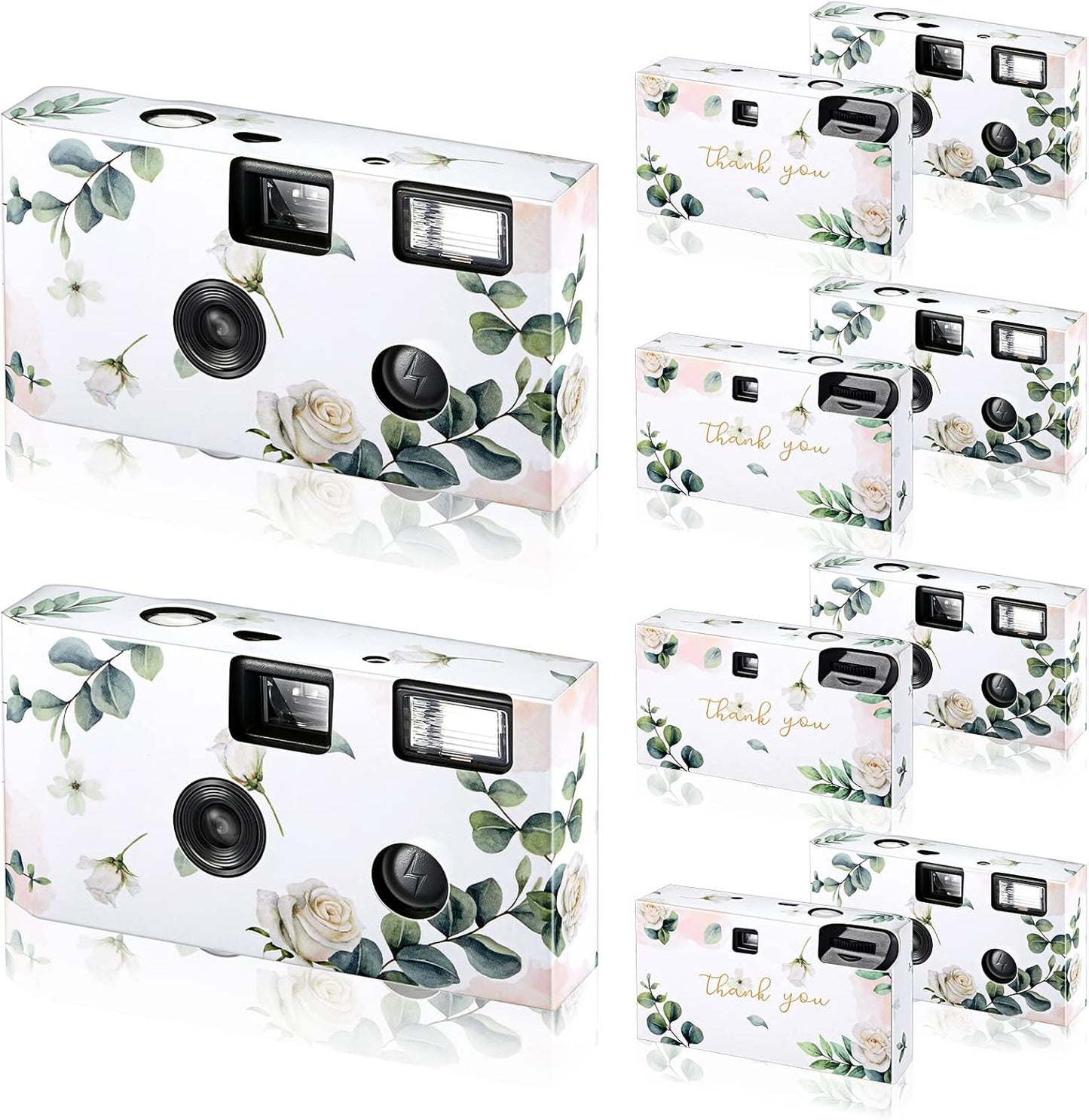 Treela 6 Pack of Disposable Camera for Wedding Bulk Bachelorette Single Use Flash 35mm Camera for Birthday Concert Travel Anniversary Party Supply Favor Vacation Gift (Eucalyptus Leaf)
