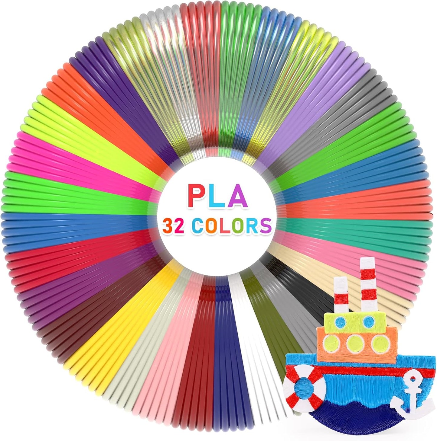 FIROS 3D Pen Filament Refills, 32 Colors 3D Pen PLA Filament, Each Color 9.84 Feet, Total 315 feet 3D Printing Pen PLA Filament, Compatible with SCRIB3D MYNT3D 3D Pen, Not Suitable for 3Doodler