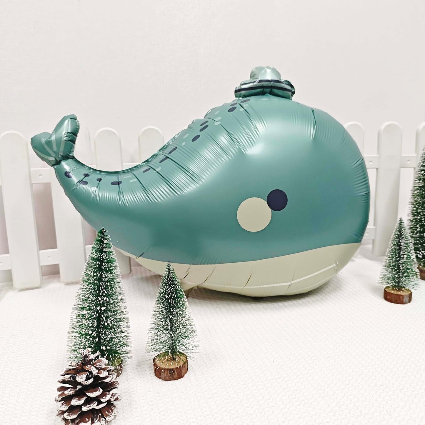 2PCS Cute hat Whale Balloon Big blue whale Foil Mylar Balloons Ocean Balloons for Under The Sea Decorations Kids baby shower party decor Ocean Birthday Themed Party Decorations