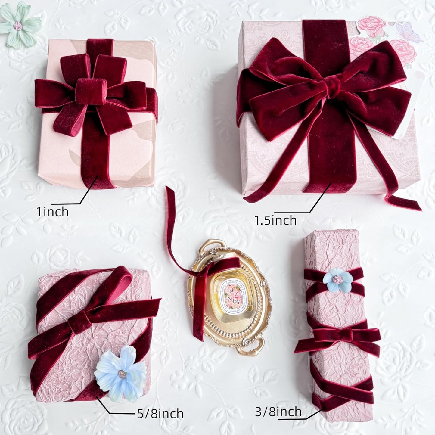 Vintage Burgundy Velvet Ribbon, 1 Inch X 25Yd