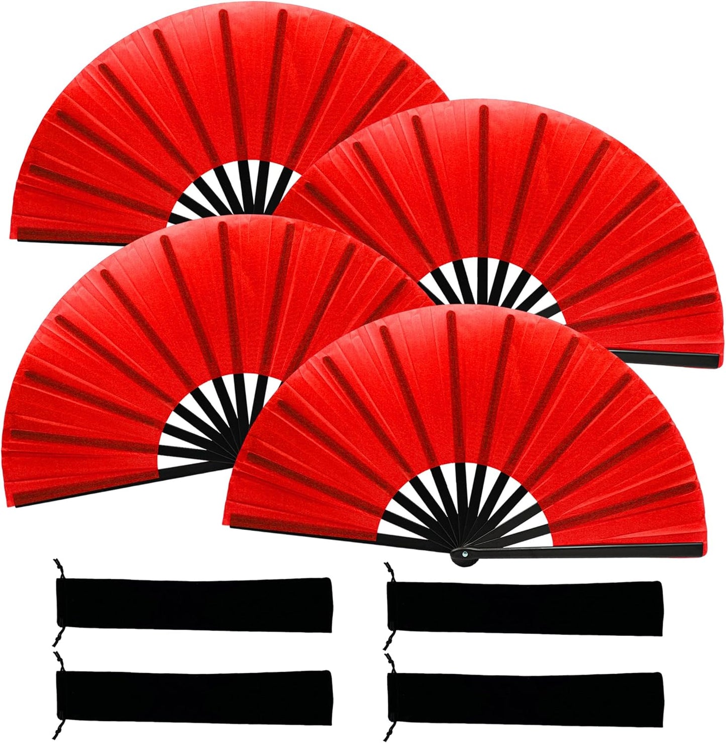 13inch Large Rave Fan Popping Clacking Fans for Line Dancing,Hand Fans for Women Foldable,Boots on The Ground Fan,Portable for Outdoor,Wedding,Party,Decoration (4pcs red)