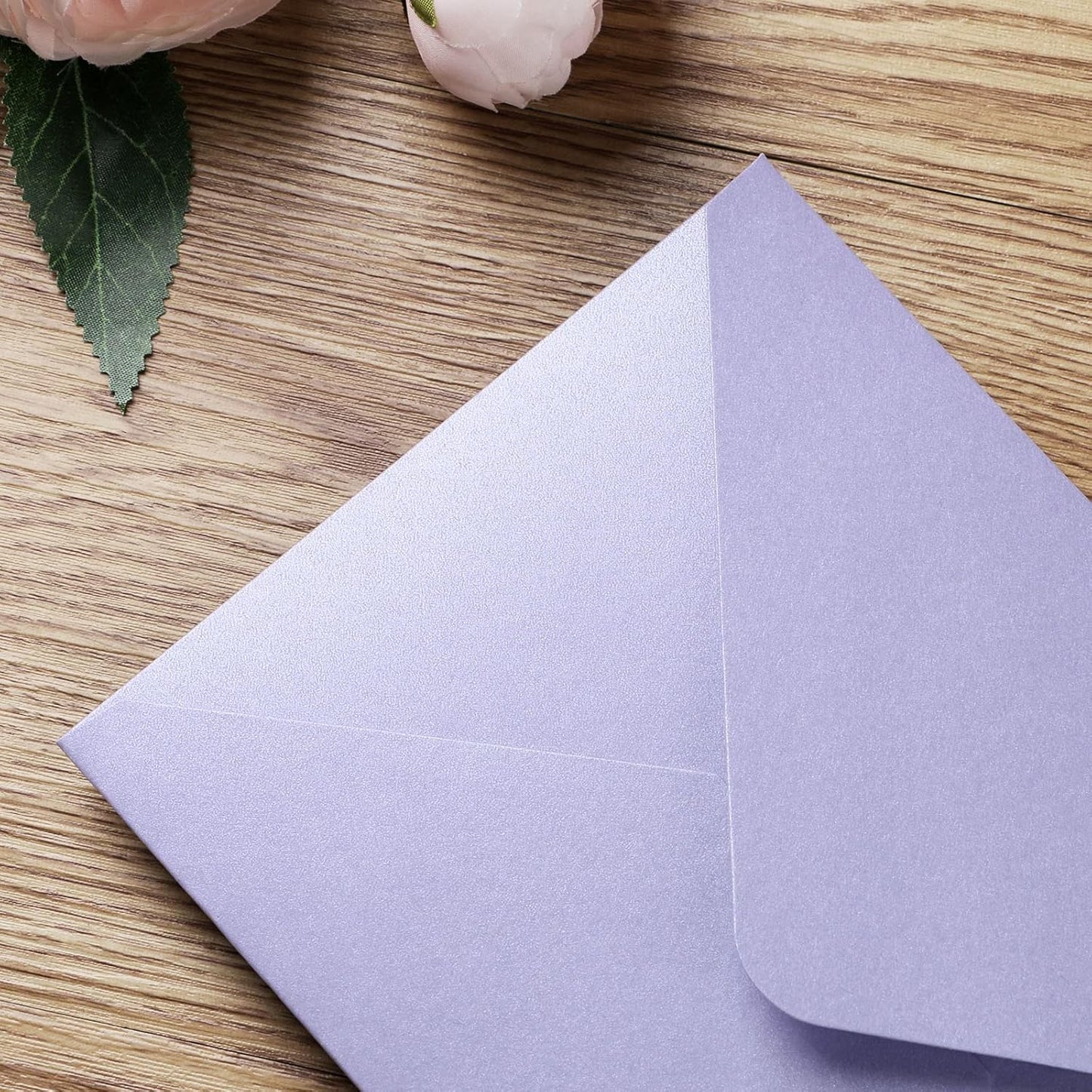 PONATIA 50 PCS/Pack Sparkle Lilac A7 Envelopes, 5.25 x 7.48'' Light Purple 5 x 7 Envelopes Perfect For Wedding Invitations Cards, Christmas Gift Cards, Acrylic Invitations, Photos