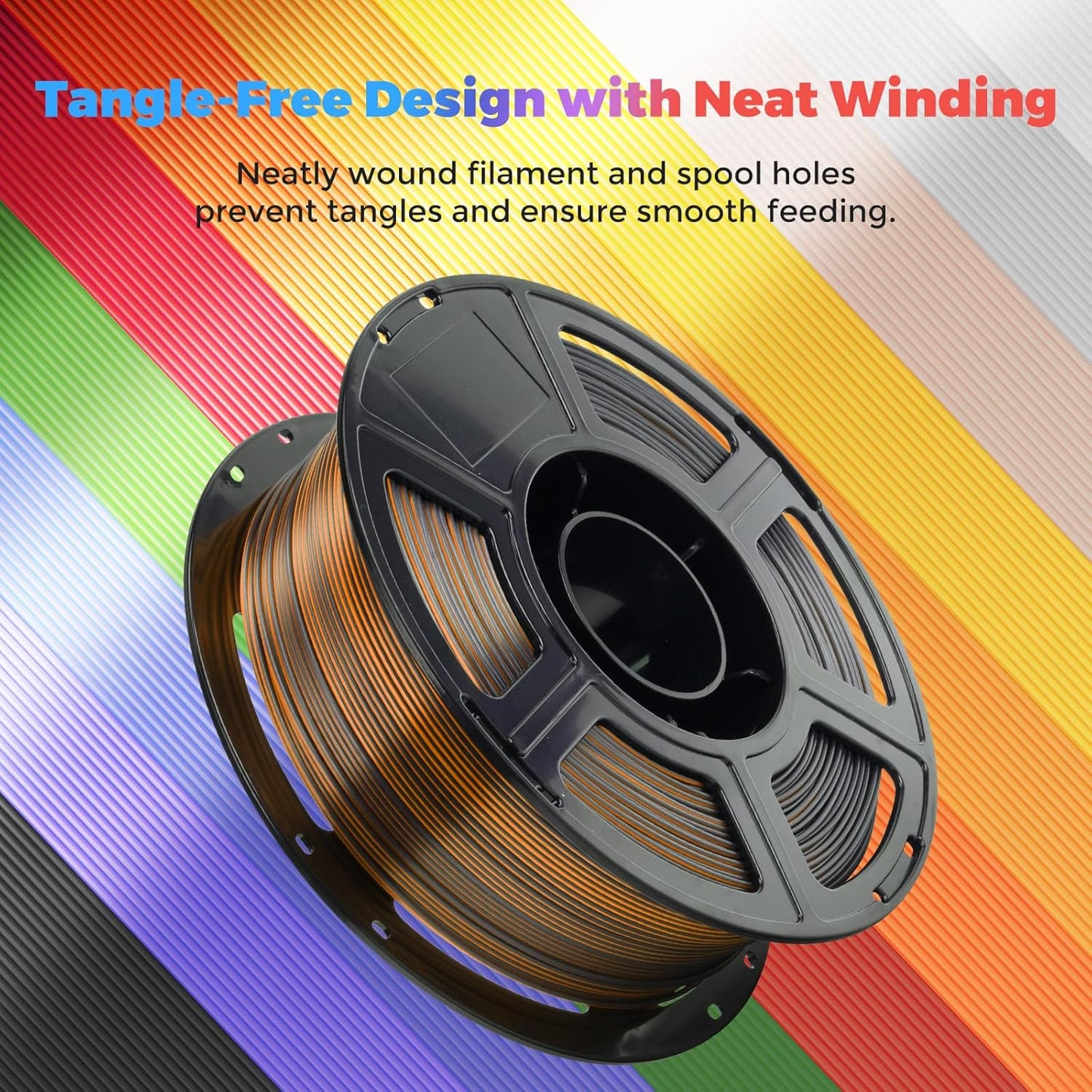 FLASHFORGE Silk Dual Color Filament, Black and Gold 2 in 1 Coextrusion Silk PLA Filament 1.75mm, 3D Printer Filament Color Change 1kg(2.2lbs) Spool, Dimensional Accuracy +/- 0.02mm