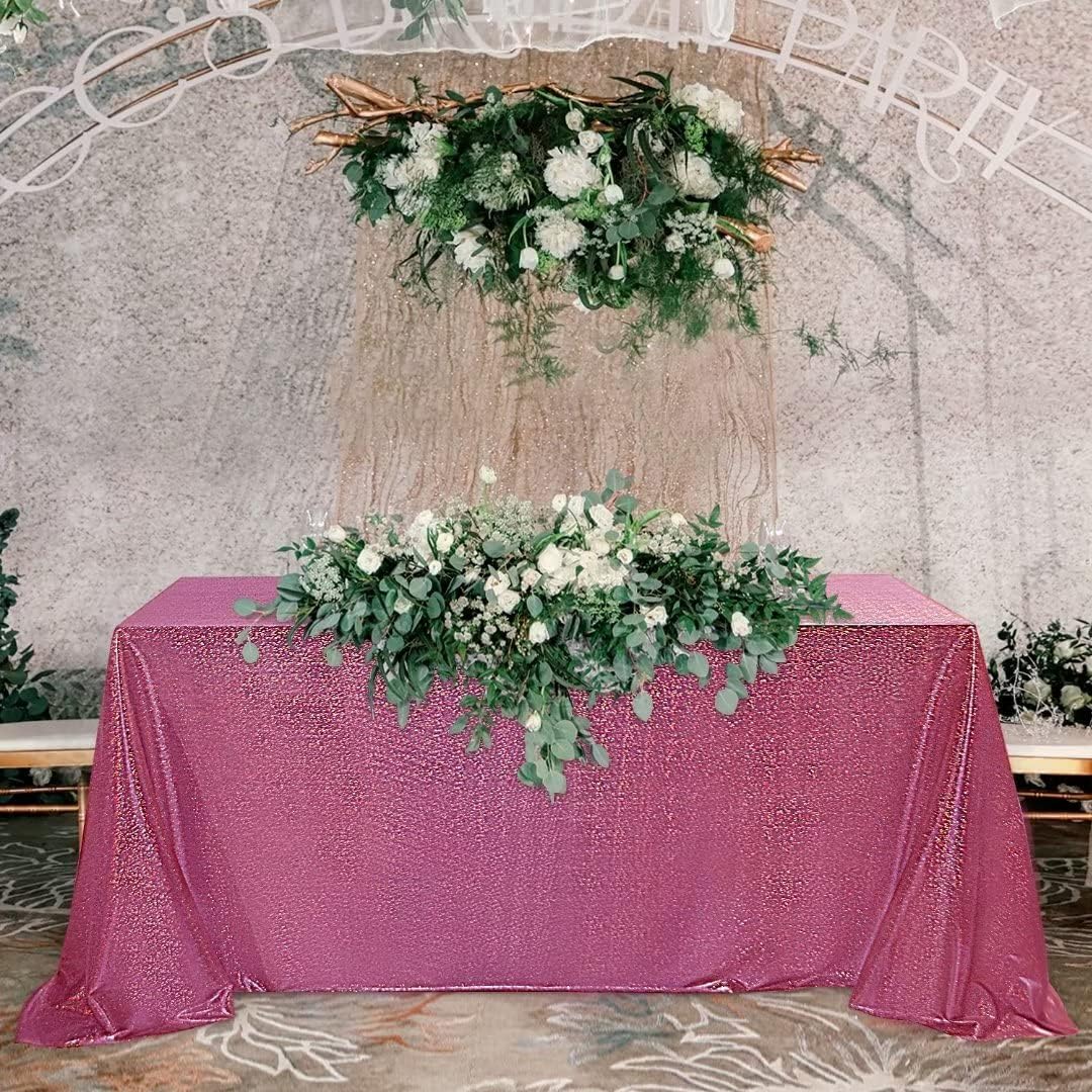 Fitable Sequin Tablecloth for Parties 54x54 Inch - Sparkle Glitter Table Cloth Laser Square Overlay for Wedding Baby Shower Ceremony Birthday Holiday Banquet Decor, Fuchsia