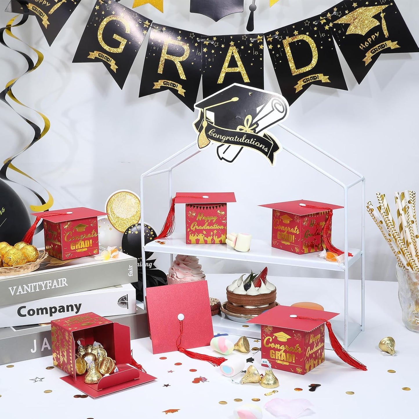 COTOPHER 36 Pack Mini Graduation Cap Gift Boxes with Tassel, Class of 2025 Graduation Candy Boxes Centerpieces for Tables Party Decorations, Small Treat Chocolate Box Graduate Favors Supplies