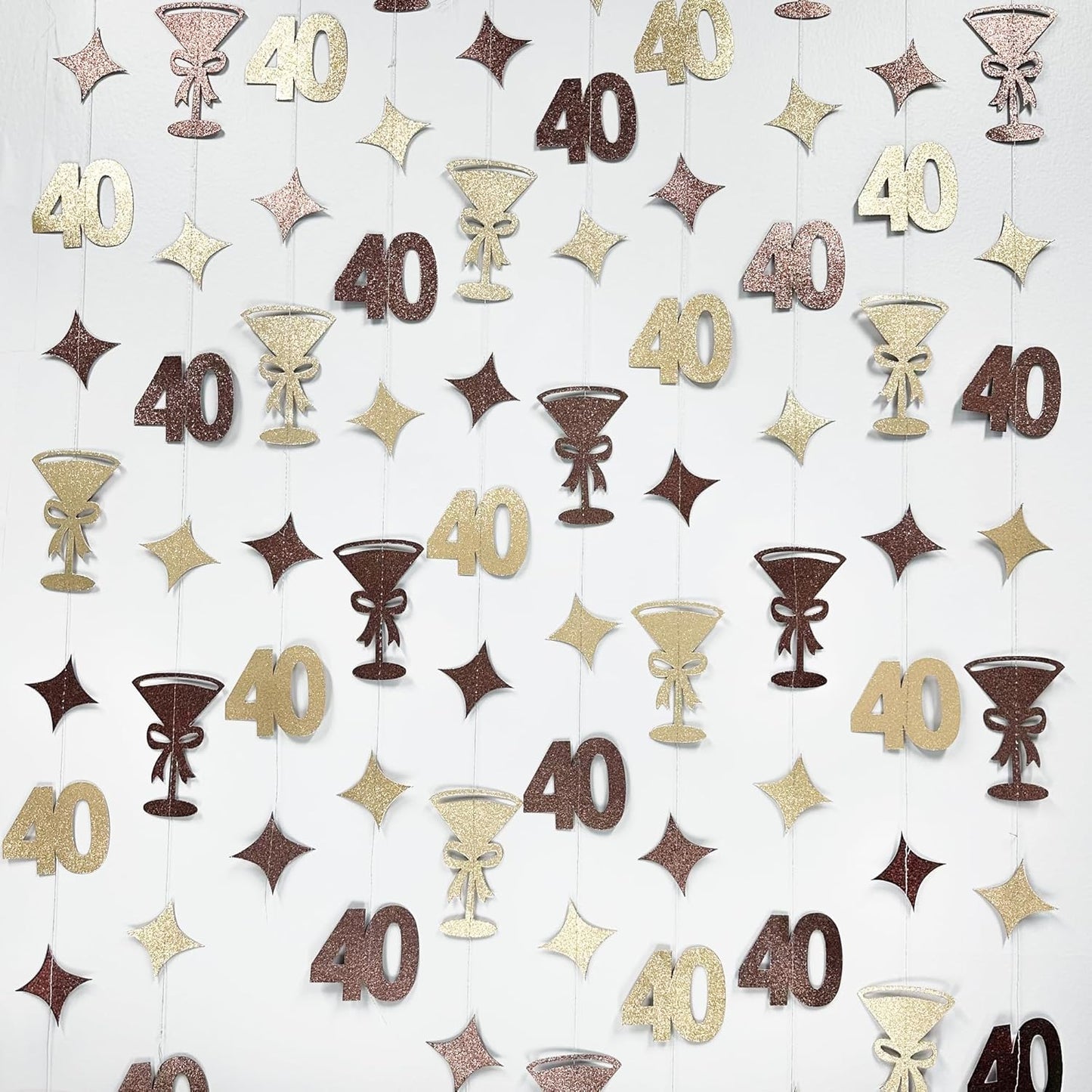 Champagne Gold Brown 40th Birthday Decorations Espresso Martini Garland Streamer Banner Decor for Womens A Tini Bit Older Martini Birthday Cheers to 40 Years Happy 40th Anniversary Bar Party Supplies