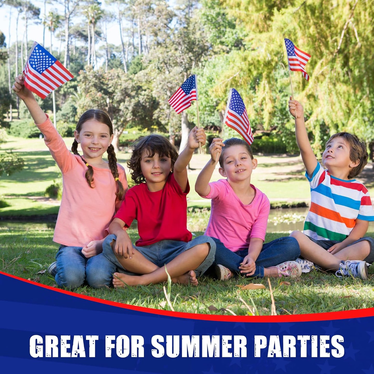 Super Tough Small American Stick Flags 4’’x6’’ - No Tip | Cotton Outdoor Flag on 10’’ Wooden Stick | Hand Held Flags Patriotic Decor for Various Holiday Parties and National Flag Day | 500 Pack