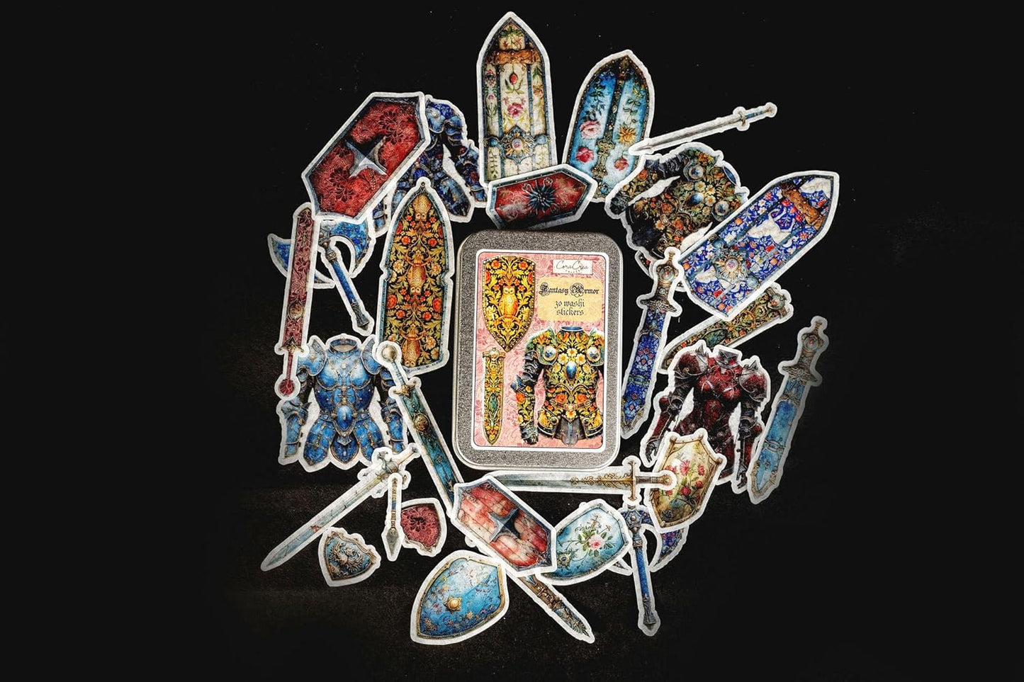 Fantasy Armor Sticker Tin 30 Stickers